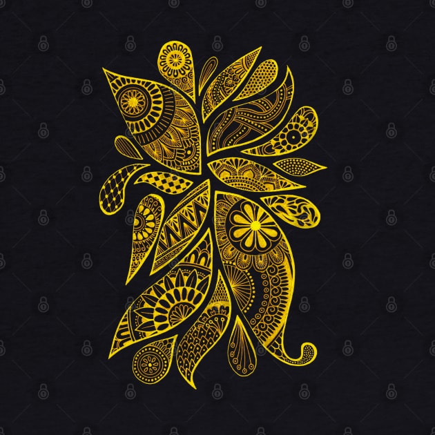 Abstract Zentangle Swirls Design (yellow on black) by calenbundalas